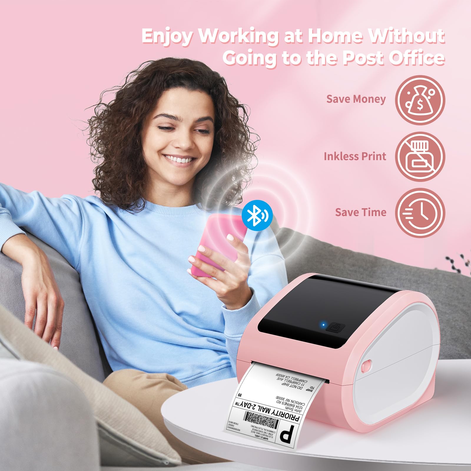 ASprink Stampante per etichette per il trasporto termico Bluetooth 4x6 - Stampante per etichette termiche wireless per imballaggi di trasporto e piccole imprese, compatibile con USPS, shopify, Ebay