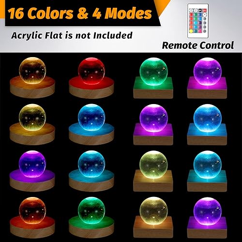 Miniatura 3 de Base de luz de madera, base de luces LED coloridas, base de exhibición con control remoto para torre de selenita para el hogar, arte de resina de