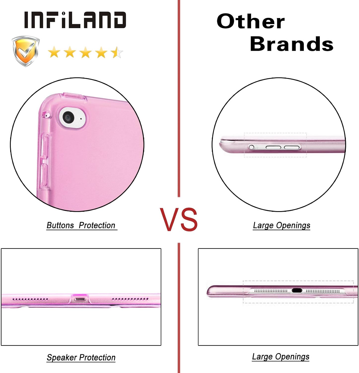 Infiland iPad Air 2 Case - Ultra Slim Smart-Shell Stand Cover with Translucent Frosted Back Protector (with Auto Wake/Sleep) for Apple iPad Air 2 (iPad 6) 9.7 Inch Tablet, Magenta