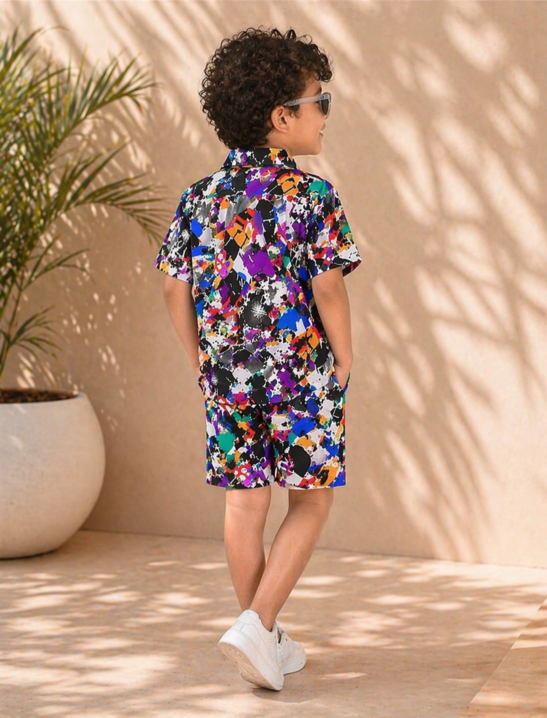 Superminis Boys Coordinated Set With Printed Rayon Shirt and Shorts