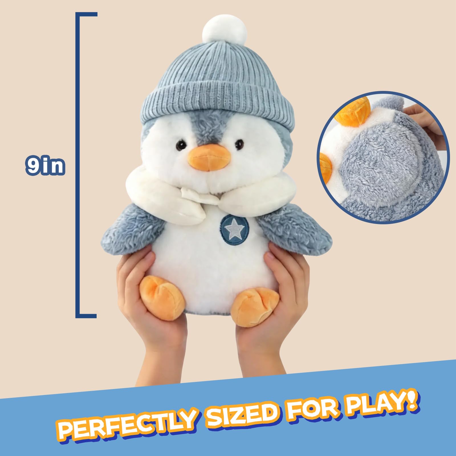Pinguino di peluche interattivo parlante con funzione di riferimento, danza e canta 8 canzoni inglesi per bambini, morbido regalo per ragazze e ragazzi 0-3 anni