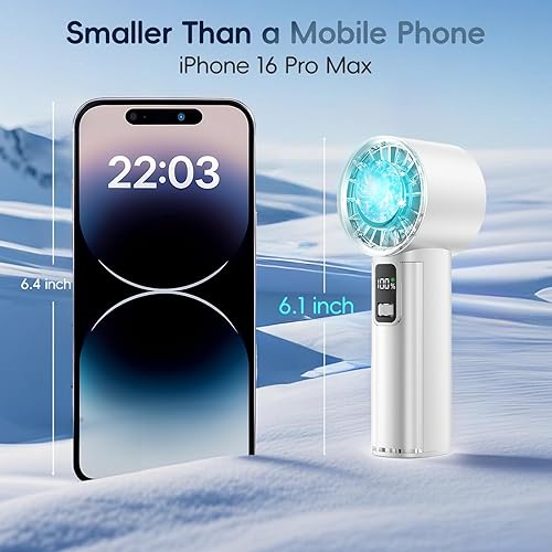 Miniatura 6 de PANERGY Ventilador de mano de alta velocidad con enfriador de hielo, mini ventilador turbo ajustable de 1-100 velocidades, batería recargable de