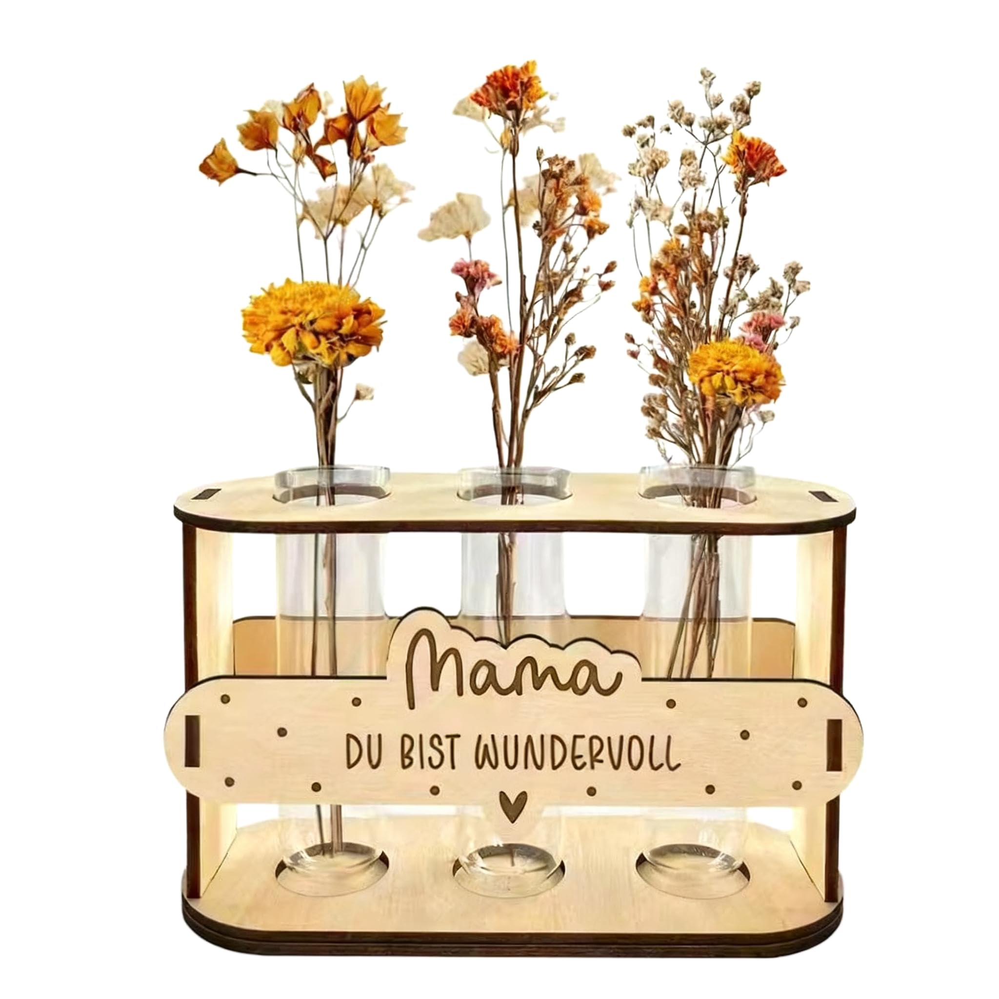 Geschenke für Mama,Geburtstagsgeschenk für Mama, Muttertag,Holz reagenzgläser für Blumen vase,Muttertagsgeschenk Geburtstags Weihnachten Blumen sind Nicht enthalten