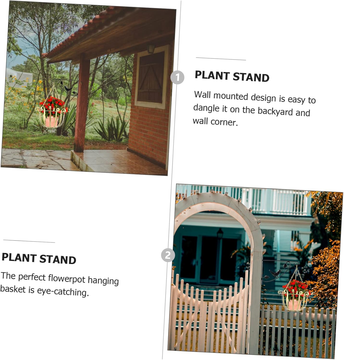 MERRYHAPY 2Pcs Heavy Duty Wall Mounted Plant Brackets Durable Iron Hanging Plant Hanger for Use for Flower Pots Bird Feeders Lanterns and More