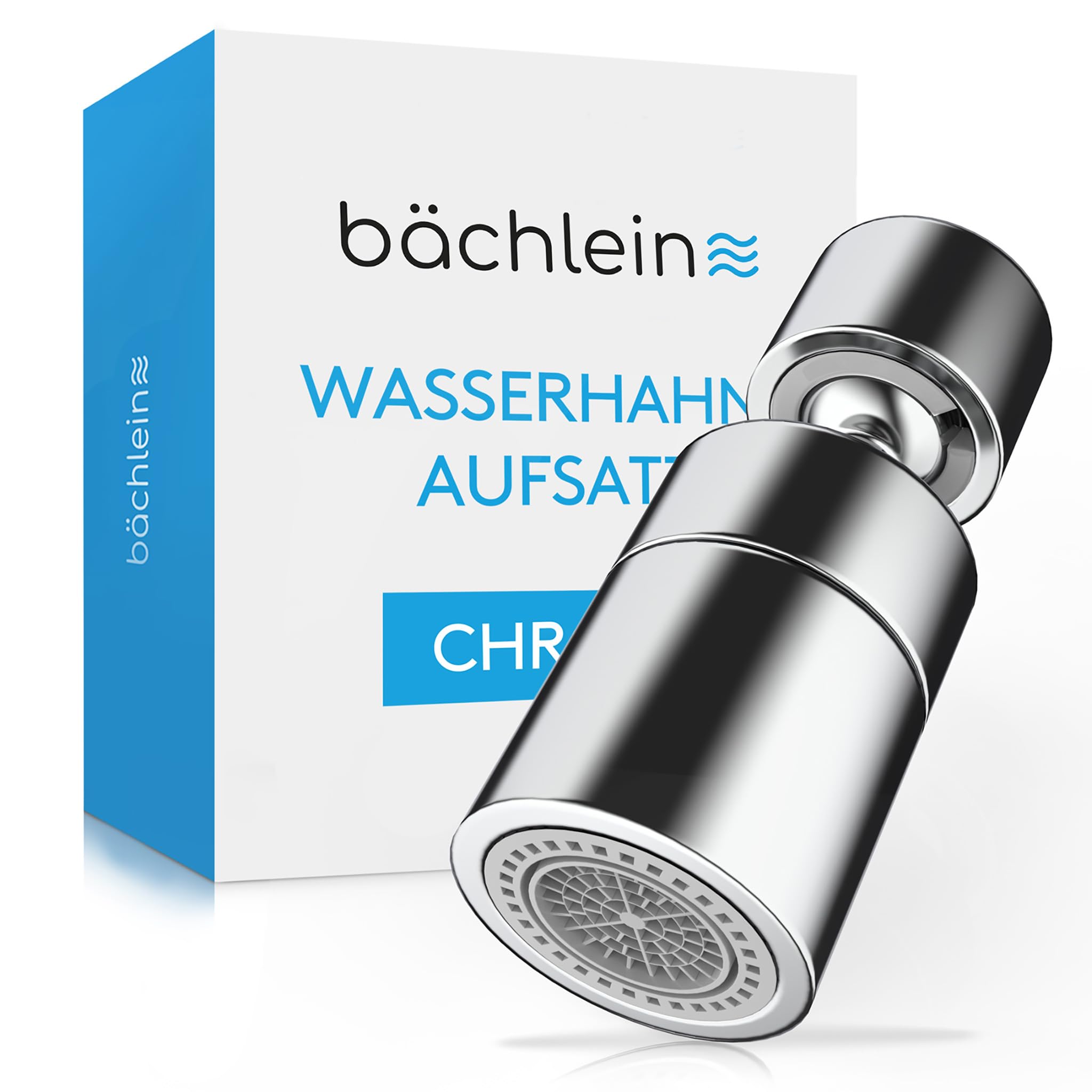 Bächlein Wasserhahn-Aufsatz in Chrom mit zwei Strahlarten - Drehbarer Wasserhahn-Luftsprudler für Küchenarmaturen