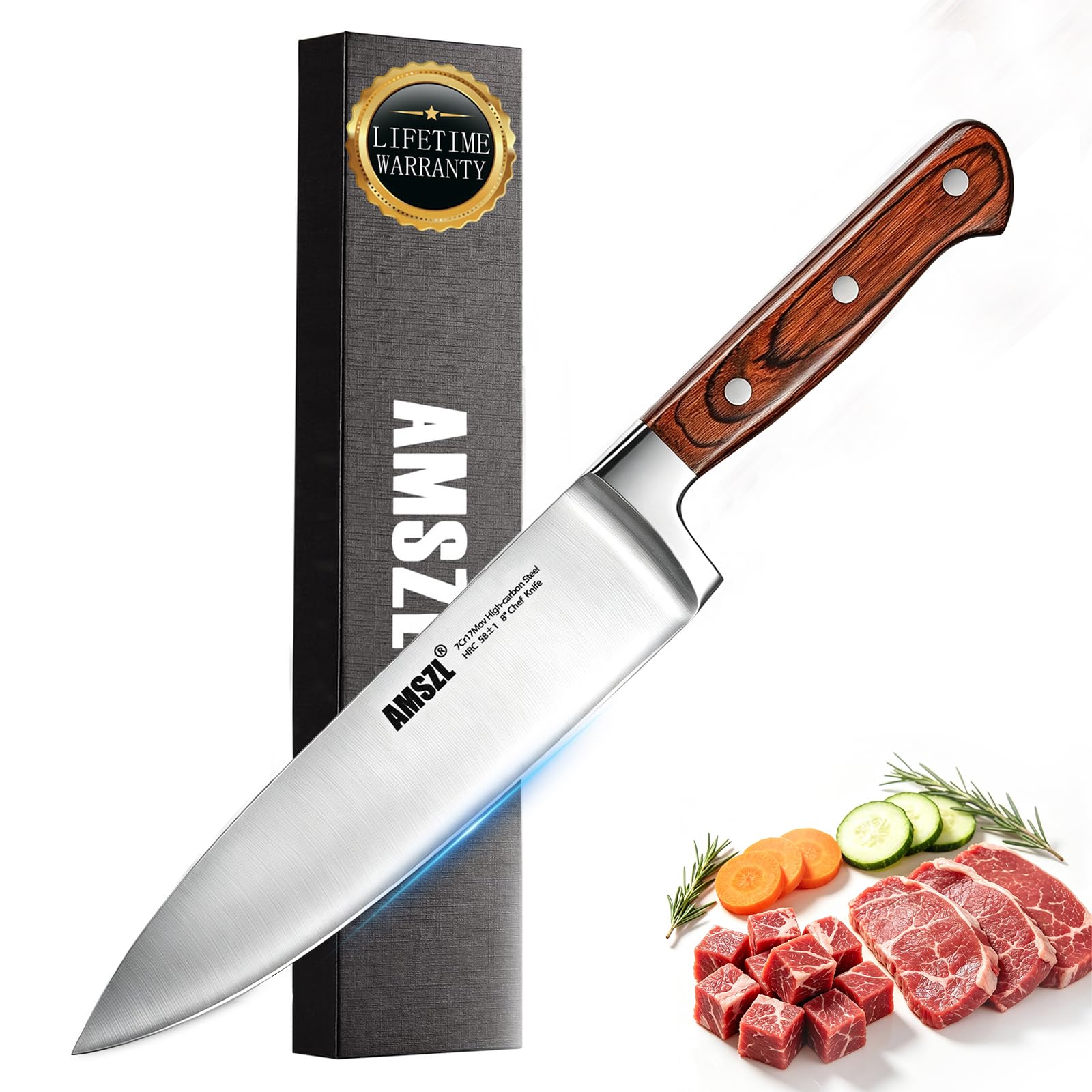 8 Inch Chef Knife, German High Carbon Steel Kitchen Knife