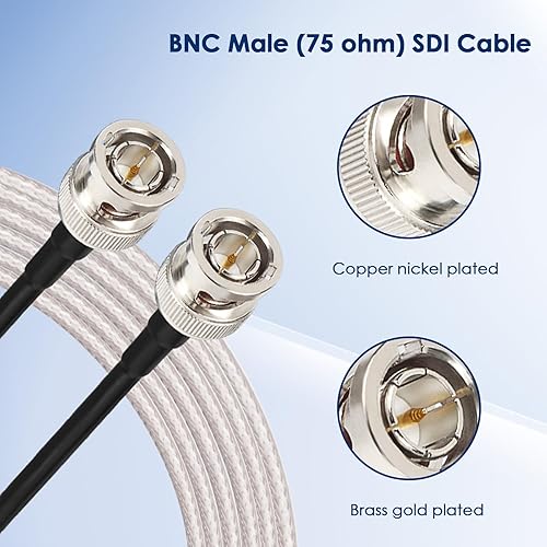 Miniatura 2 de Cable XRDS -RF SDI de 10 pies cable fino 3G6G HD-SDI cable coaxial RG179 de 75 ohmios con conector BNC a BNC macho para sistema de cámaras de