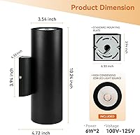 Vista 8 de JO.KO Luces de pared cilíndricas para exteriores, paquete de 2 luces de pared cilíndrica de 2700 K de color blanco cálido en 2 luces, aplique