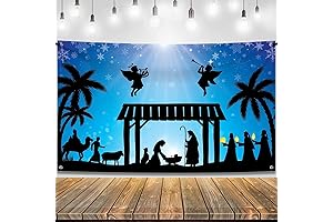 Large 72" x 44" Nativity Scene Christmas Banner for Grand Holiday Decor