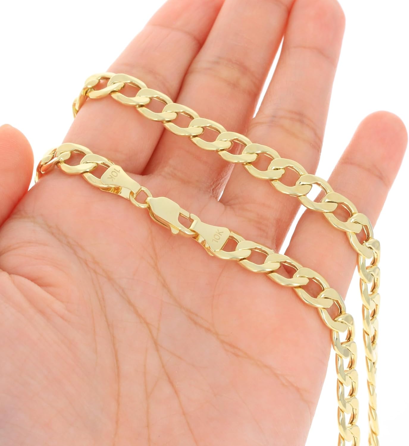 Nuragold 10k Real Yellow Gold Cuban Curb Link 7.5mm Chain Necklace (20"-30") Italian Jewelry for Men - Image 8