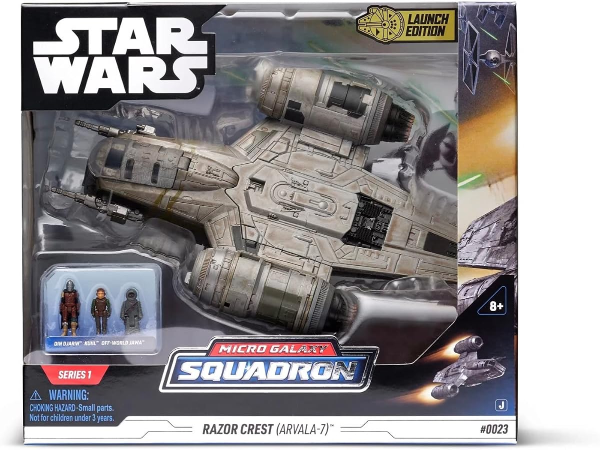 Star Wars Micro Galaxy Squadron Starship Class Deluxe Razor Crest ARVALA-7 scavenged con Din Djarin, Kuiil y Off-World Jawa de 1 pulgada SWJ0030 Vehículo multicolor y figuras de ocho años en adelante