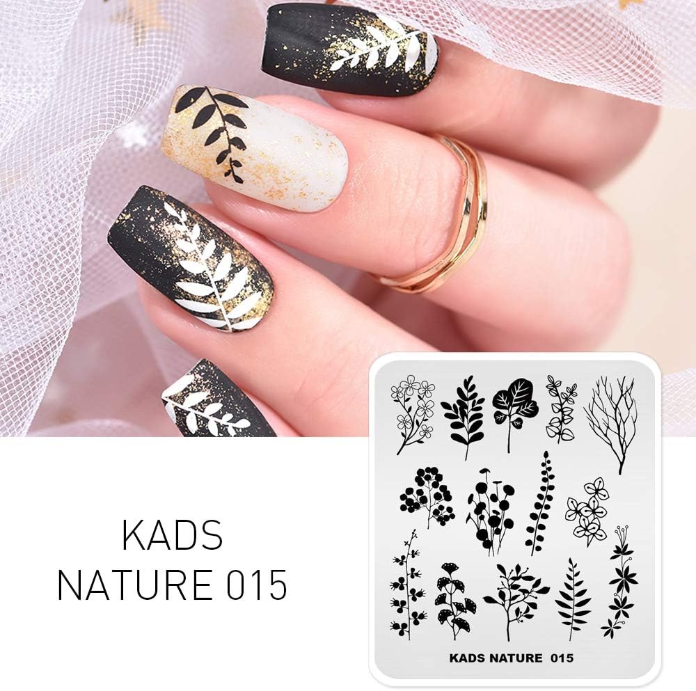 KADS Stamping Plates Leaf Nature Manicure Template Nail Art Image Plate Nail Design Tools(NA015)