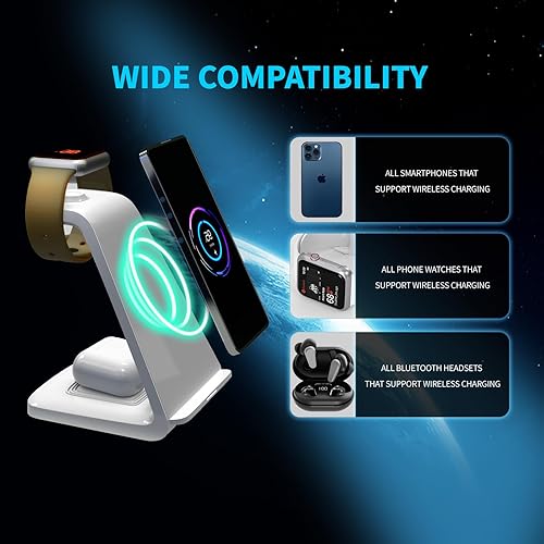 Miniatura 3 de Cargador inalámbrico, estación de carga inalámbrica 3 en 1, soporte de cargador inalámbrico rápido multiusos para iPhone 14131211ProMaxXSXRX8Plus,