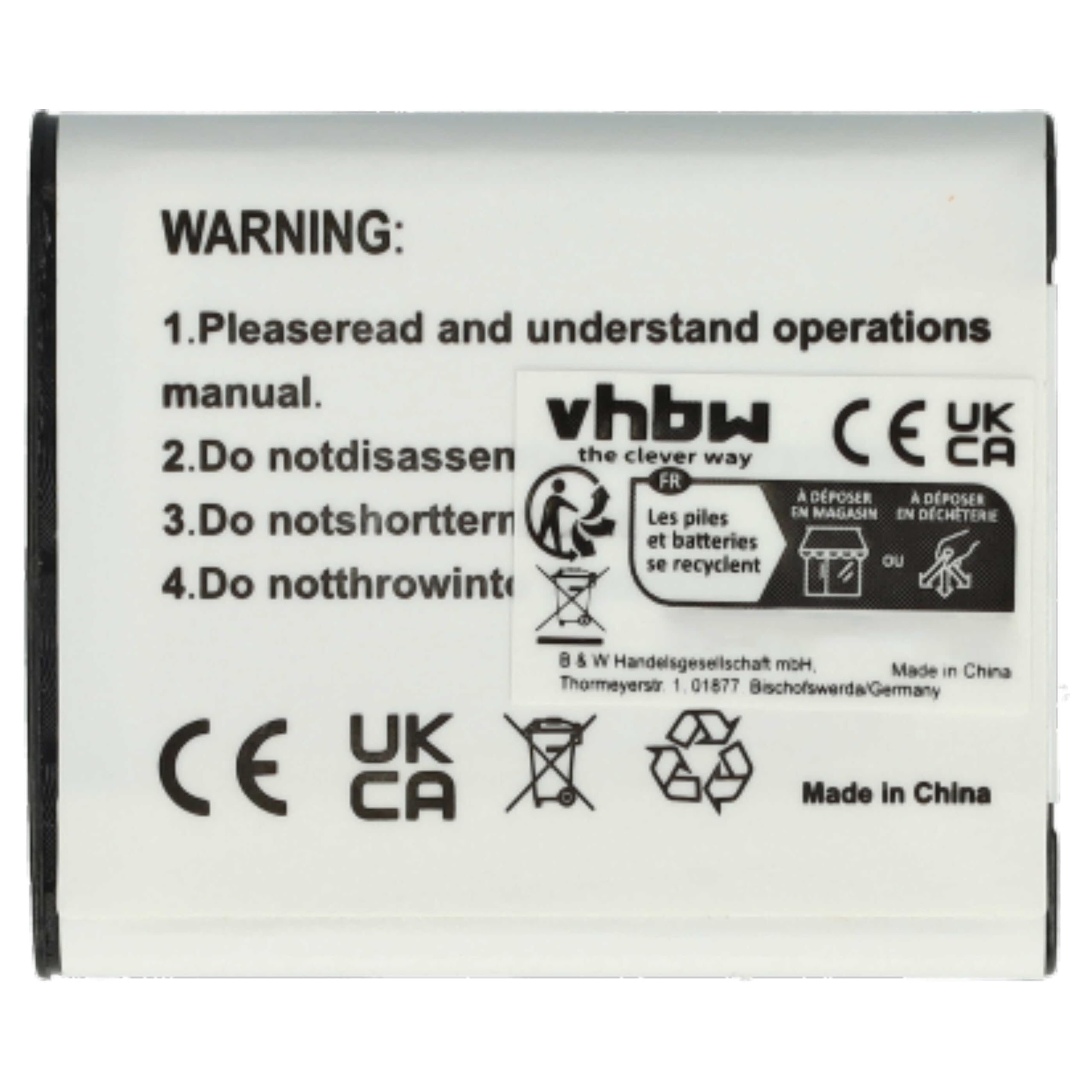 Vhbw Batteria Compatibile Con Panasonic HX-WA30EG, HX-WA20, HX-WA3 – 600mAh, 3,6V, Li-Ion – Sostituisce VW-VBX090