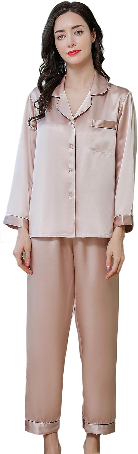 CLC Women's Pure Mulberry Silk Pajama Set Sleep Sets