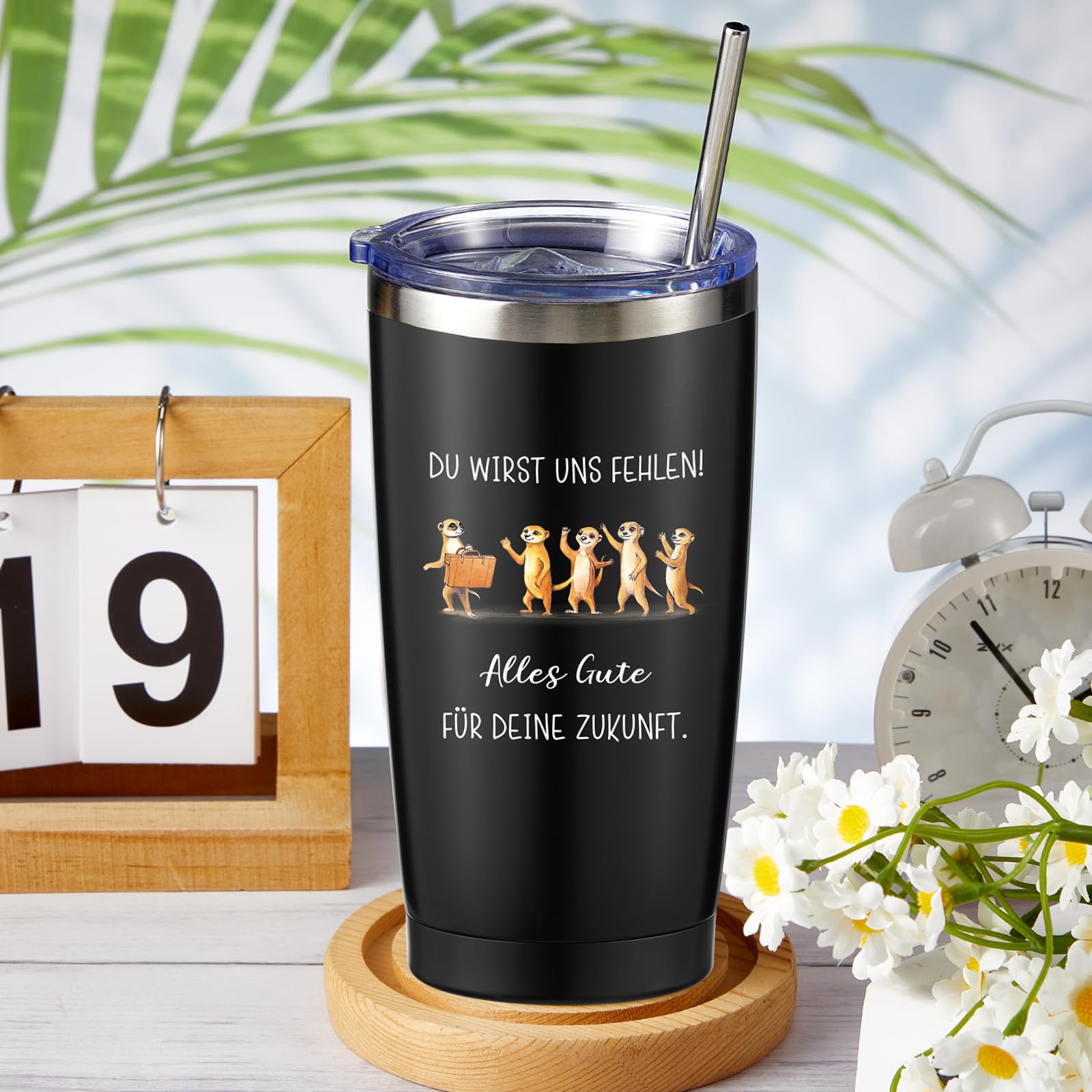 Abschiedsgeschenk Für Kollegen - 20oz Edelstahl Thermosbecher Mit Karte & Schlüsselanhänger