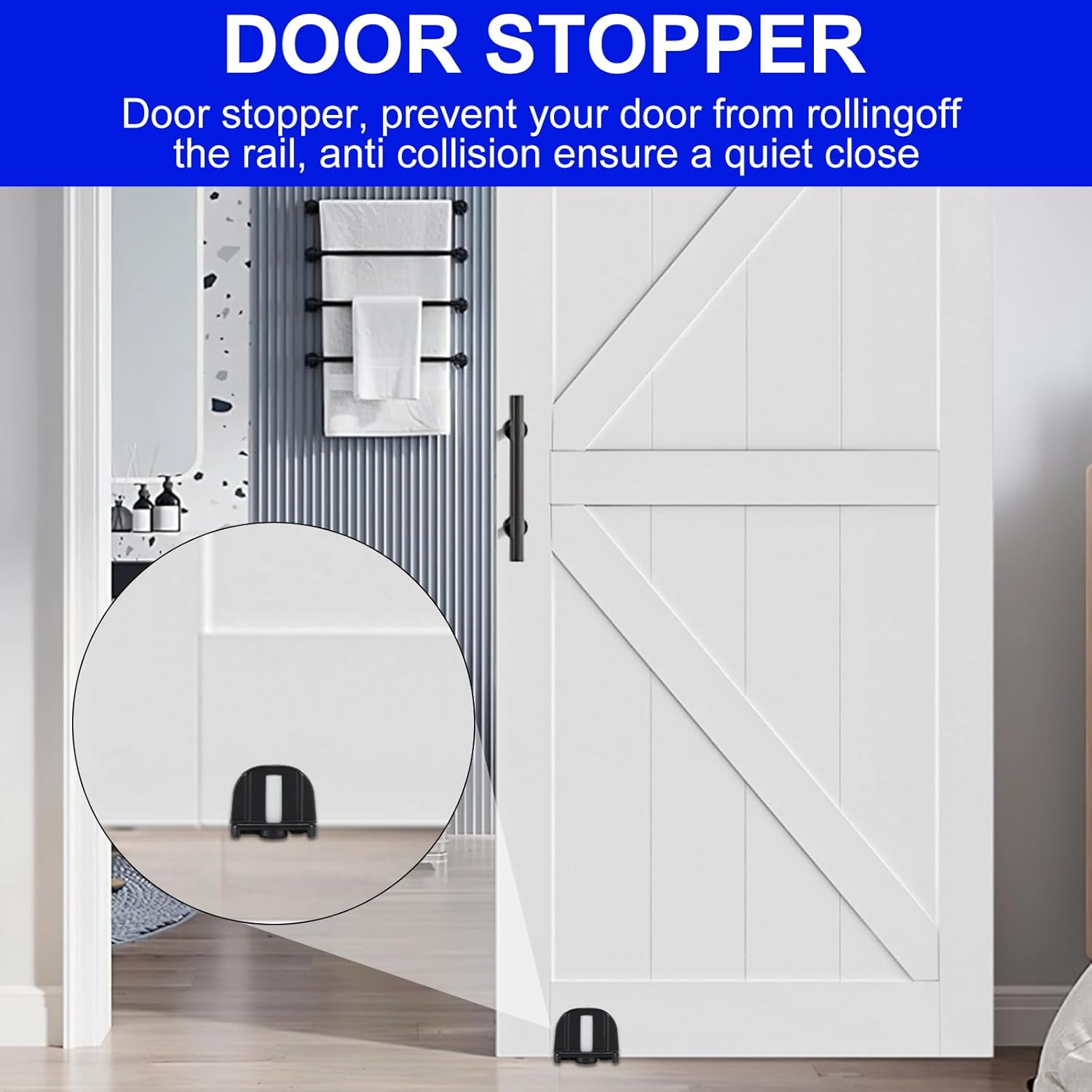 3 Adjustable Barn Door Floor Guide Bearing Design Sliding Barn Door Floor Guide Heavy Duty Metal Hardware, Sturdy Steel Frame (Black)