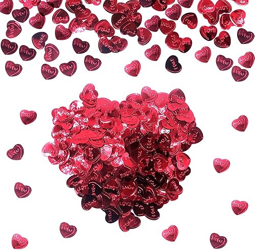 Miniatura 7 de 200 piezas de confeti para el día de San Valentín corazones rojos diamantes confeti con purpurina confeti de papel de San Valentín para boda