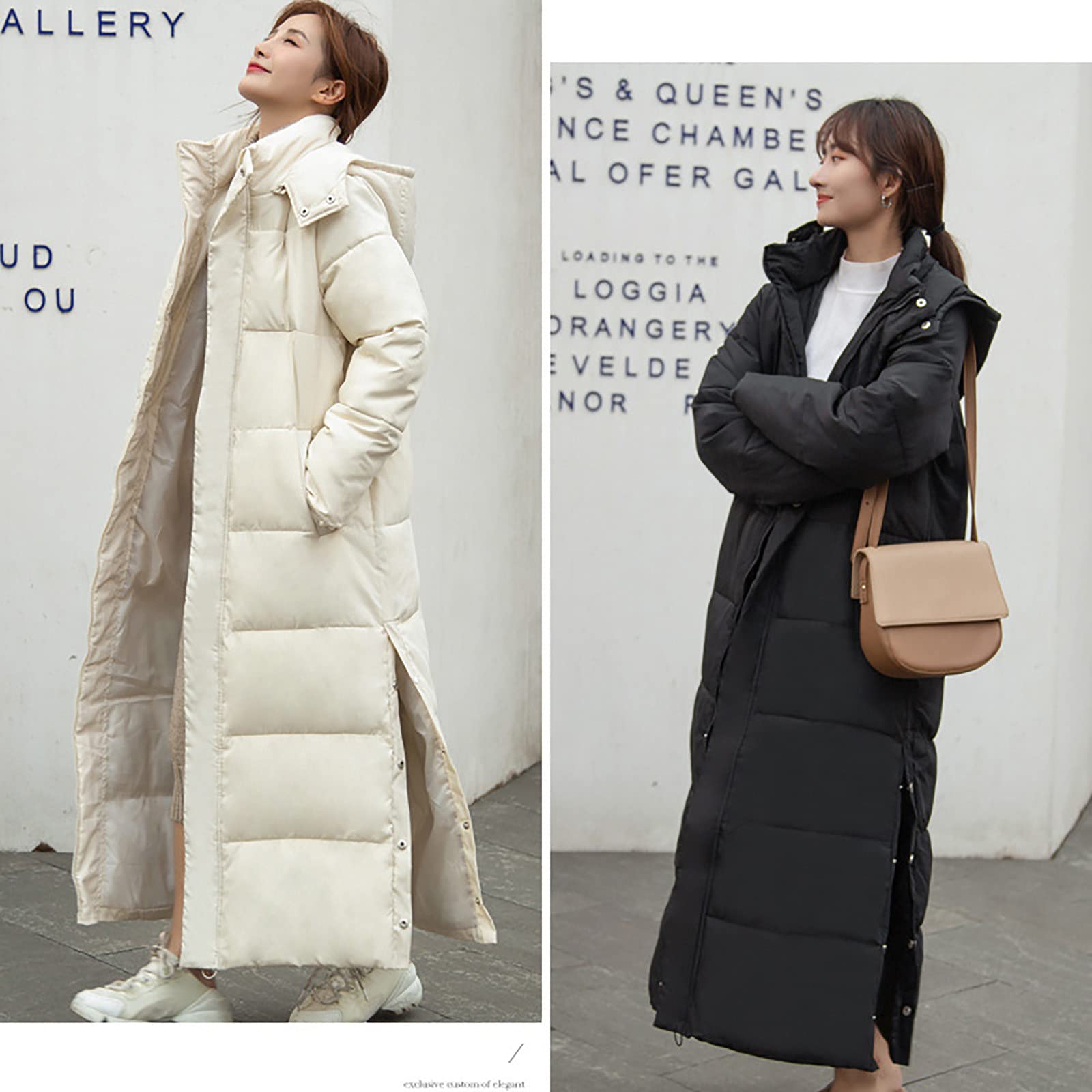 YAOJIWANG Doudoune Longue éLéGant Hiver Femme Manteaux Duvet Hiver Chaud Femme en Coton Manteau Zippé éPais Chaud Parka Blouson Avec Capuche Grande Taille Duvet Veste Chaud éPais Long Elegant