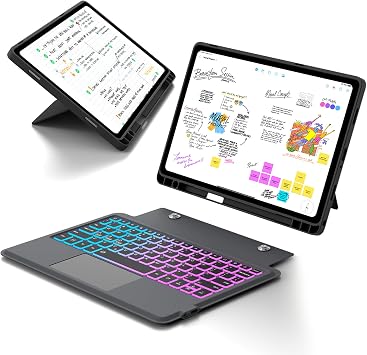 for Galaxy Tab A9+ 11 inch Case with Keyboard - Rainbow Backlit Detachable Tablet Keyboard Cover with Touchpad - Auto Wake-up/Sleep Keyboard Case with Pen Holder for Samsung Galaxy Tab A9 Plus 5G 2023