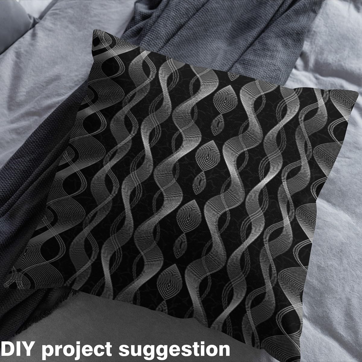 Silver Black Fabric by The Yard 10 Yards, Silver Stripes Soft Flannel Decorative Fabric Retro Stripe Line Upholstery Fabric for Chairs Geometric Spiral DIY Reupholstery Fabric