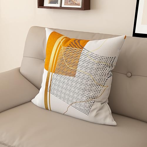 Miniatura 7 de Funda de almohada decorativa para sofá de sala de estar, patrón impreso de doble cara, funda de cojín naranja geométrica abstracta estilo nórdico,