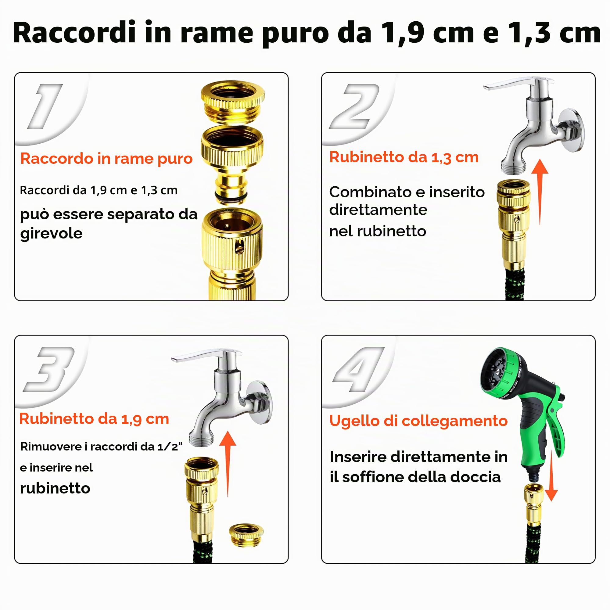 Tubo Acqua Giardino 30m con 10 Modalità di Irrigazione - Compatibile con Rubinetti 1/2" & 3/4" | Design Antigoccia per Innaffiatura, Lavaggio Auto e Cura del Verde