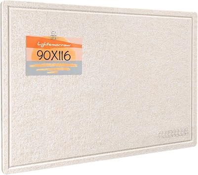 Large Bulletin Board - 90 x 116 Centimeters, Decorative Felt Pin Board for Wall - Foldable Photo Display Board with Self-Adhesive Tape, Includes 20 Push Pins - Oatmeal