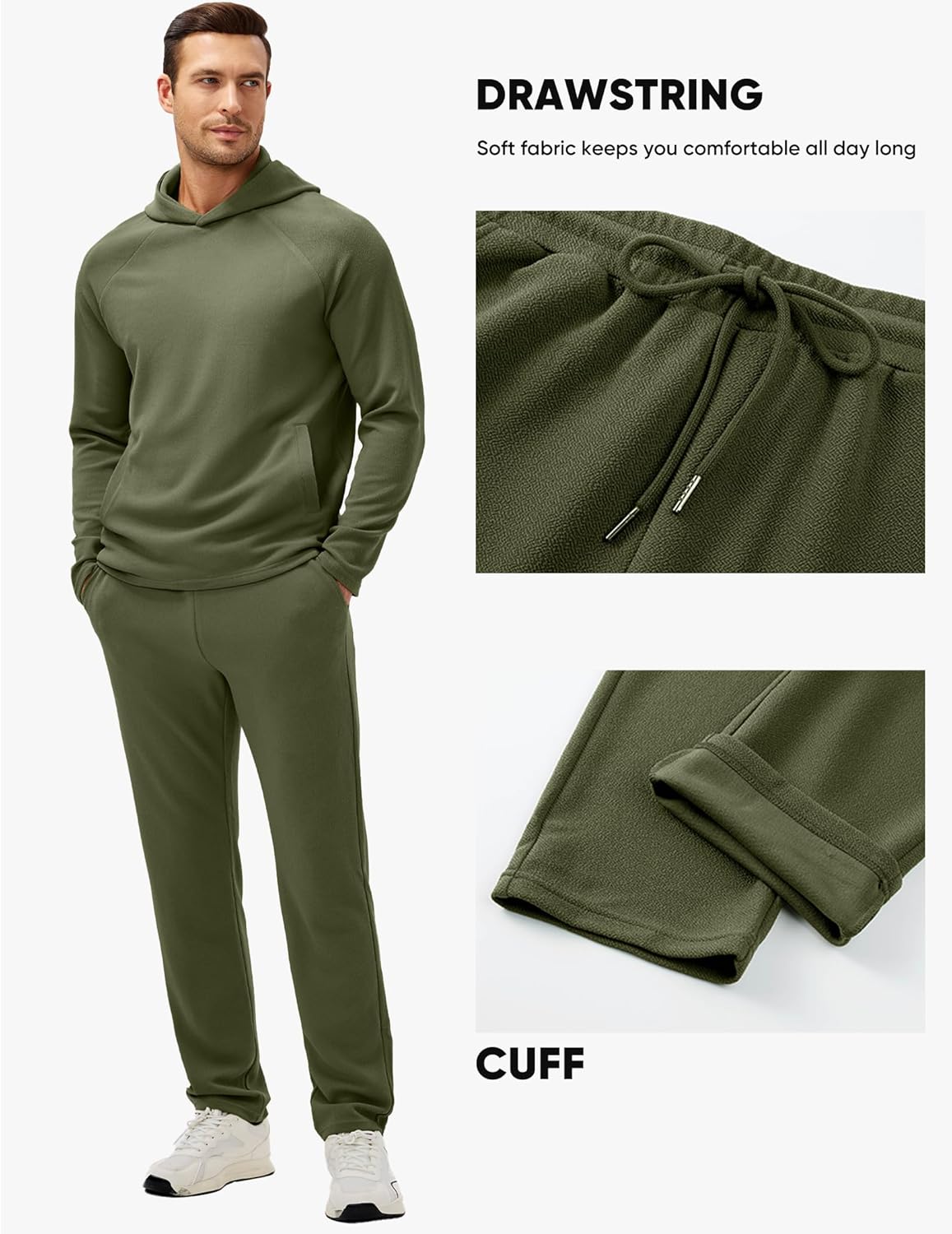 JMIERR Mens Textured Track Suits 2 Piece Set with Hoodie Sweatshirt and Sweatpants 2025 Casual Sweatsuit Set Airport Outfits - Image 8