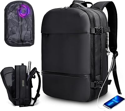 Vacuum Travel Backpack with Pump, 17.3-Inch Laptop, 2 Front Zips