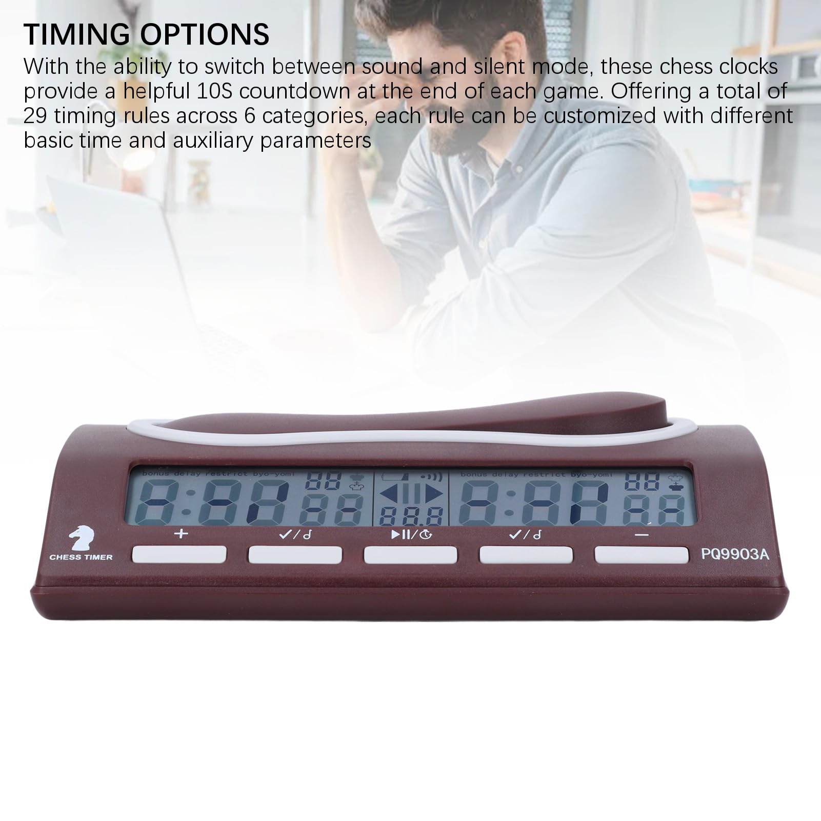 Digitaler Schachuhr-Timer, Professionelle Multifunktions-Schachuhr, Bonus-Verzögerungsmodus-Countdown mit Vintage-Schönheit, Kombiniert Präzise und Retro-Ästhetik