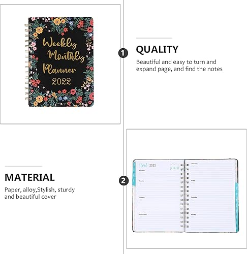 Miniatura 8 de Operitacx 1 bloc de notas de comidas anuales 2022, planificador encuadernado con nuevos estudiantes, planificación, multihorarios, citas simples,