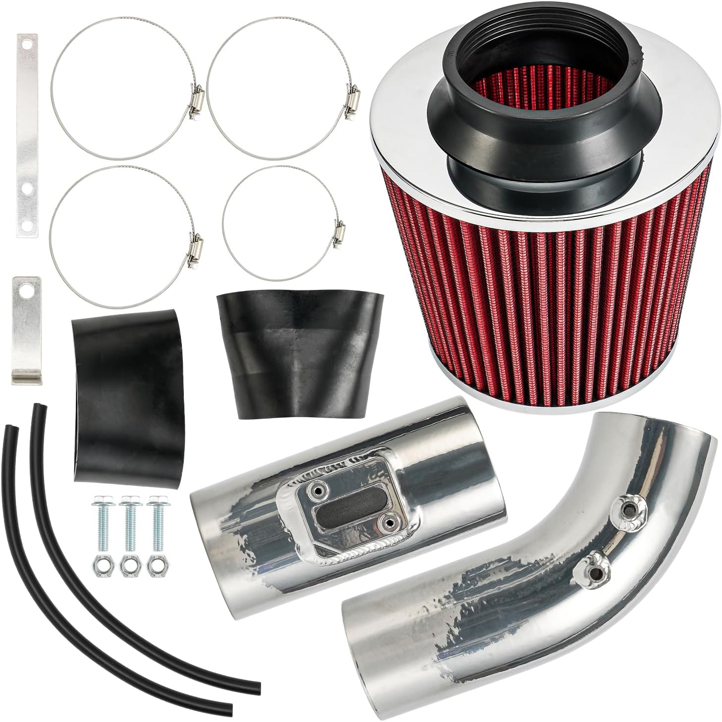 KAX 3 inch Cold Air Intake System Kit Replacement for 2004-2007 Accord 2.4L, Red