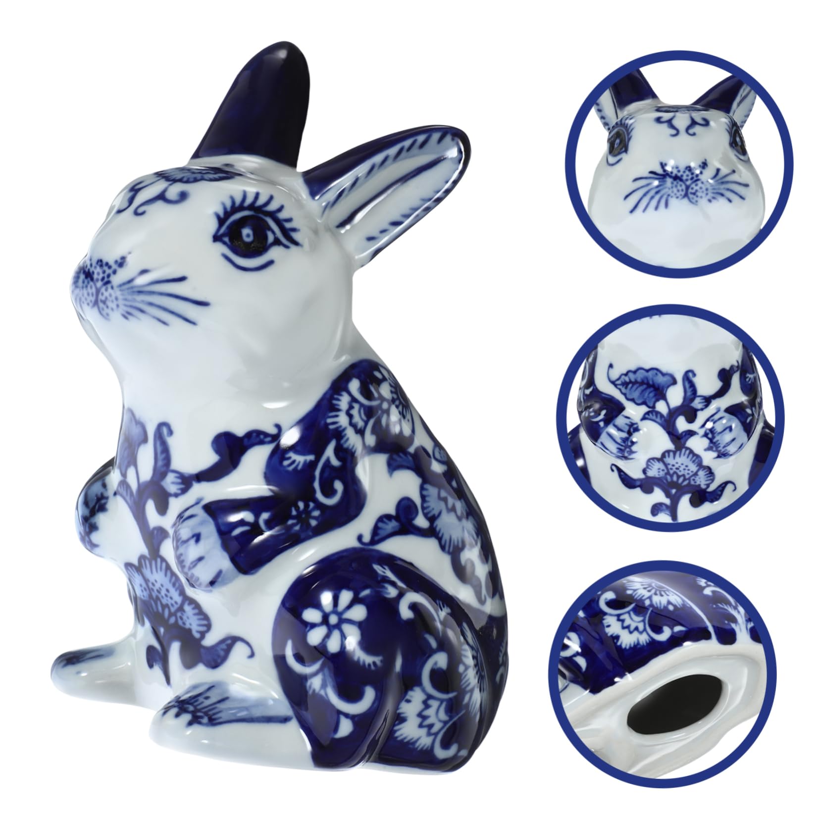 VALICLUD Sculpture de Lapin en Céramique Bleu Pâle pour Décoration Intérieure Élégante, Ornement Animalier Adorable pour Salon et Décoration de Table