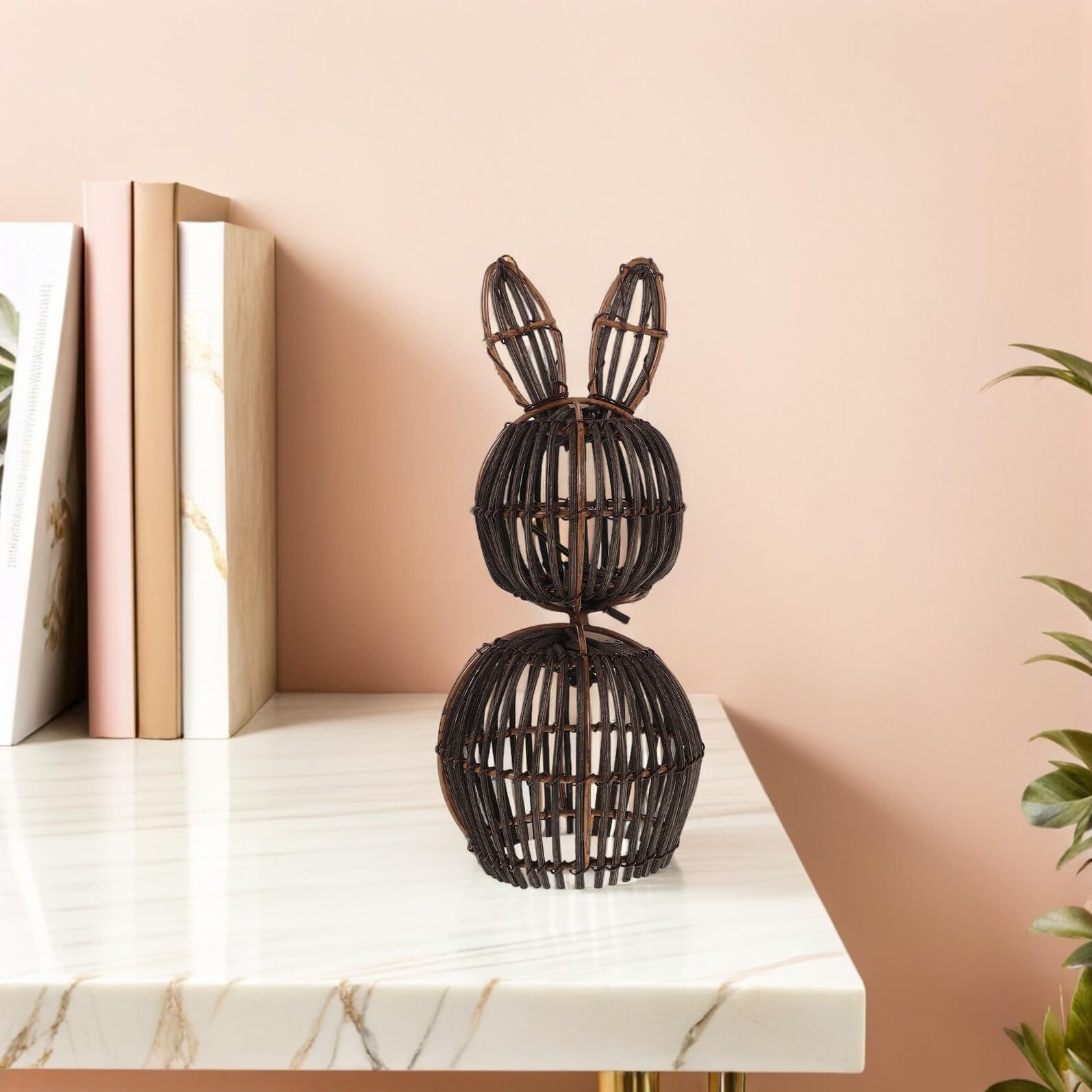 VALICLUD Decorazione Pasquale Accessorio Decorativo Versatile Coniglietto Intrecciato in Rattan per Celebrazioni Primaverili e Arredamento Casa