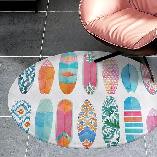 Miniatura 4 de HoaMoya Summertime - Alfombra redonda de surf de dibujos animados, alfombra circular antideslizante para cocina, sala de estar, dormitorio,