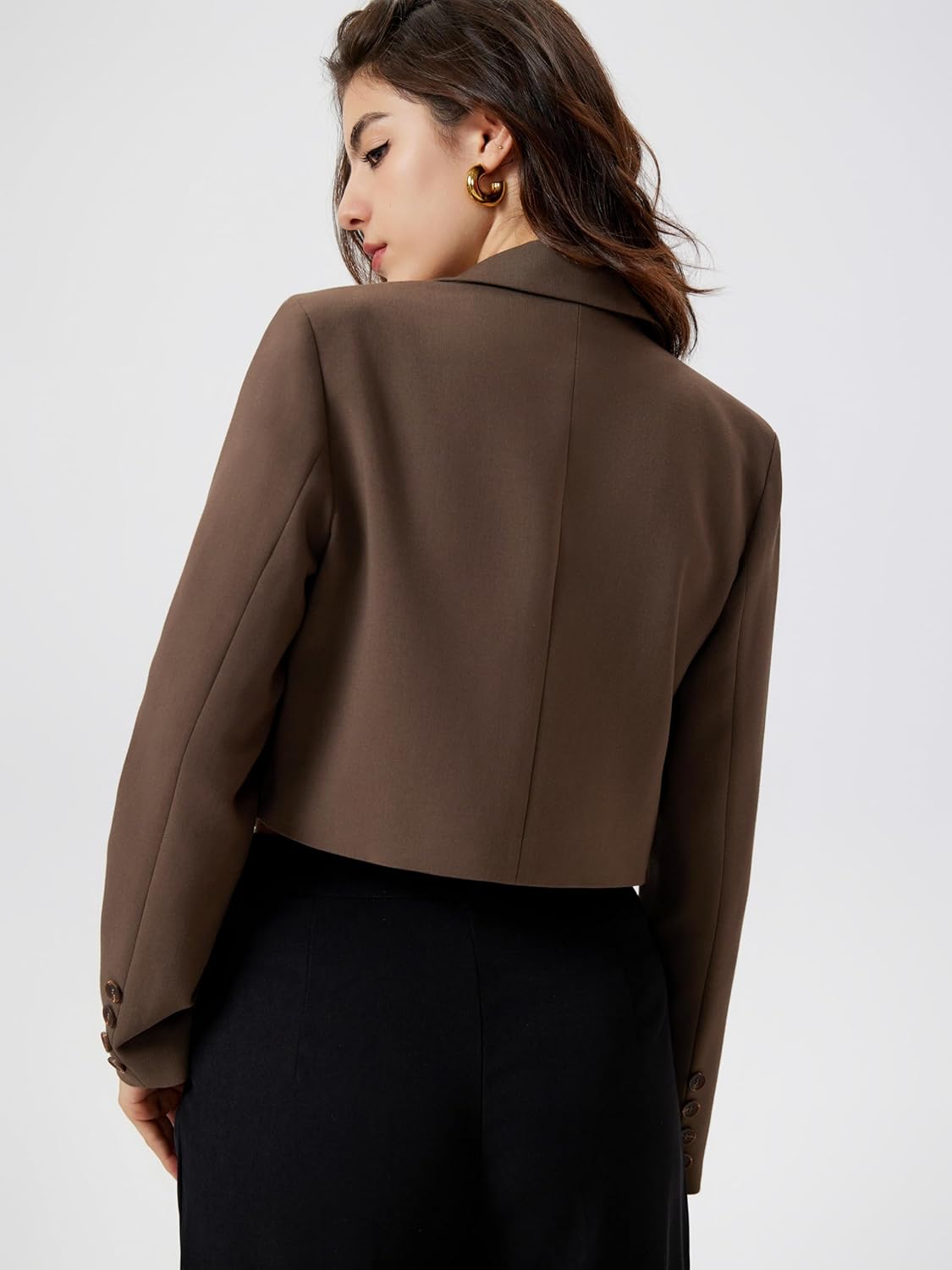 CIDER Womens Blazer Cropped Business Casual Open Front Long Sleeve Suit Work Office Blazer Jacket - Image 6