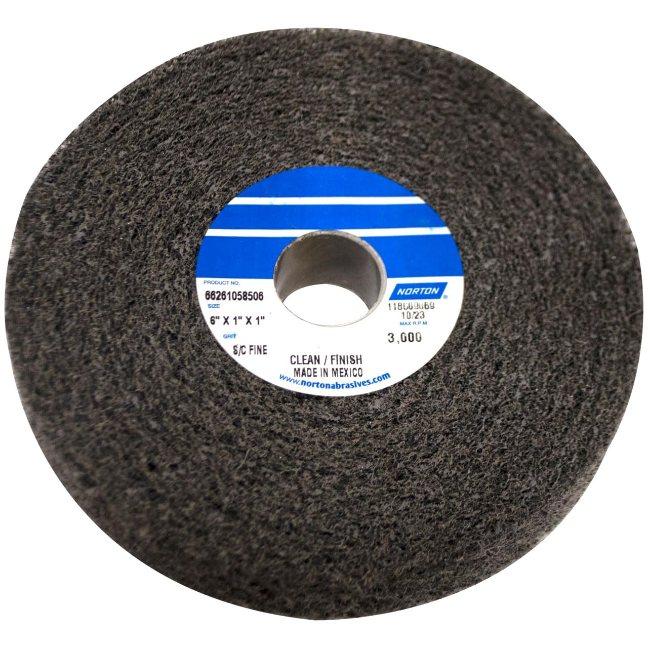 Norton 66261058506 6x1x1 In. Bear-Tex Clean & Finish Silicon Carbide Non-Woven Convolute Wheels, Fine Grit, 4 pack