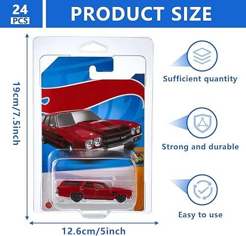 Miniatura 2 de Tatuo Paquete de 24 protectores compatibles con Hot Wheels modelo Car Clamshell, carcasa protectora de plástico transparente fundido a presión, 7.5