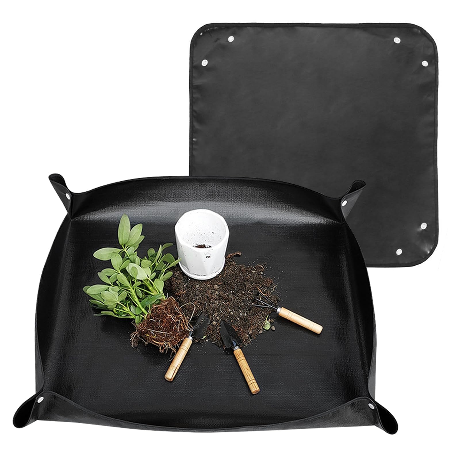 2 Pieces Plant Repotting Mat, 100x100cm/66x66cm Potting Tray