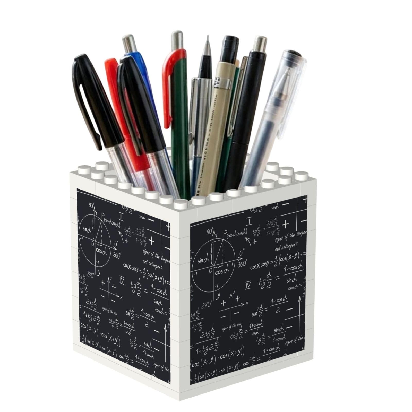 Poadnly Mathematical Seamless With Geometric Shapes Formulas, Pen Pot Pencil Holder for Office Home School, Compact Desk Organiser for Office Stationery