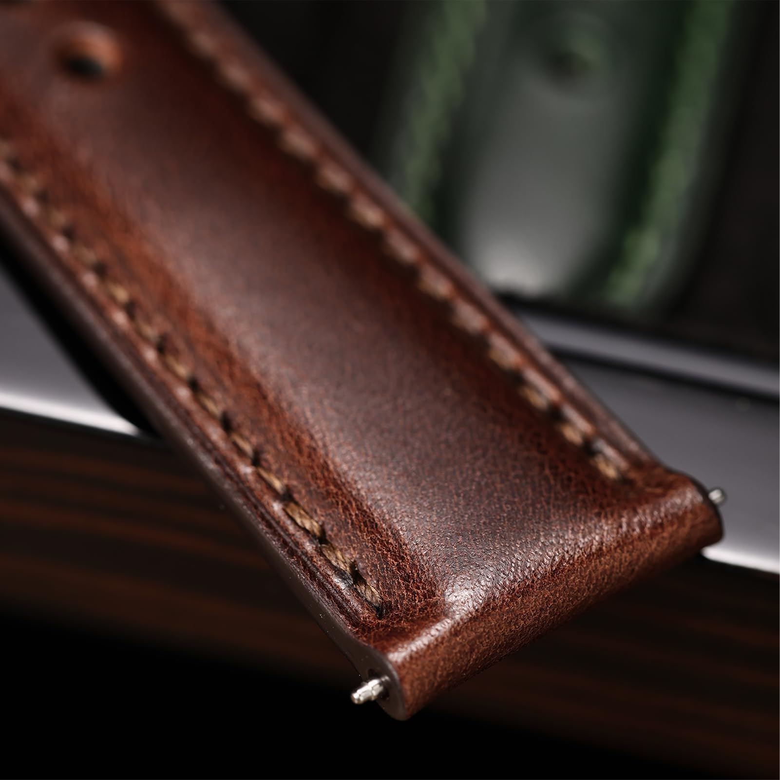 REZERO Leder Uhrenarmbänder, Handgefertigte Armbänder mit Schnellverschluss, Luxuriöse Armbänder aus Vollnarbigem, Pflanzlich Gegerbtem Leder, Ersatzarmbänder für Herren 19/20/21/22/24mm