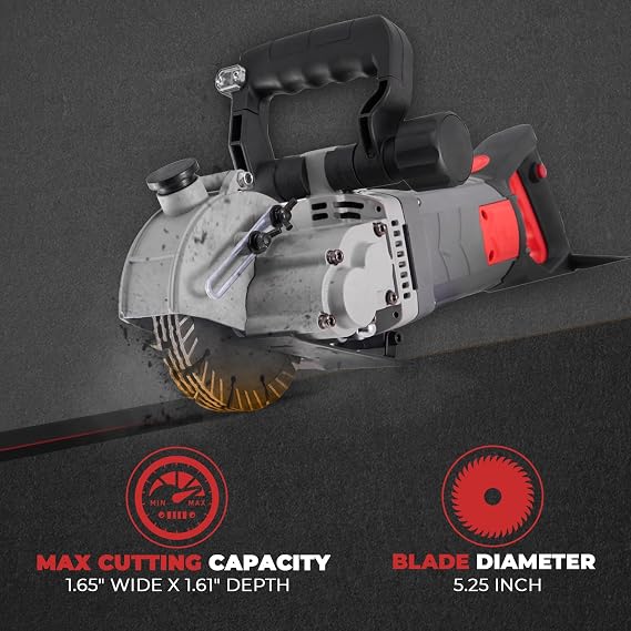 XtremepowerUS Wall Chaser Cutting Machine Wall Concrete Grooving Cutting w/Water Line Dust Port Infrared Sighting (Slotting Machine)