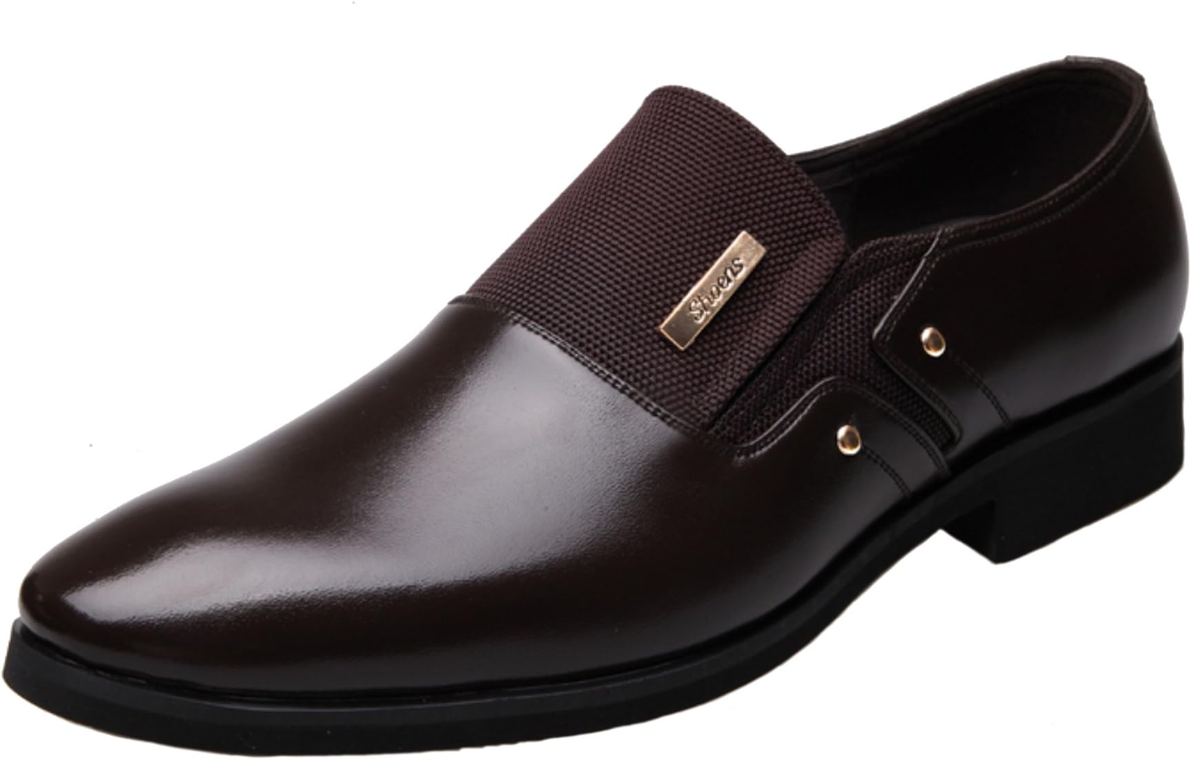 DADAWENMen's Leather Oxfords Formal Slip on Business Dress Shoes