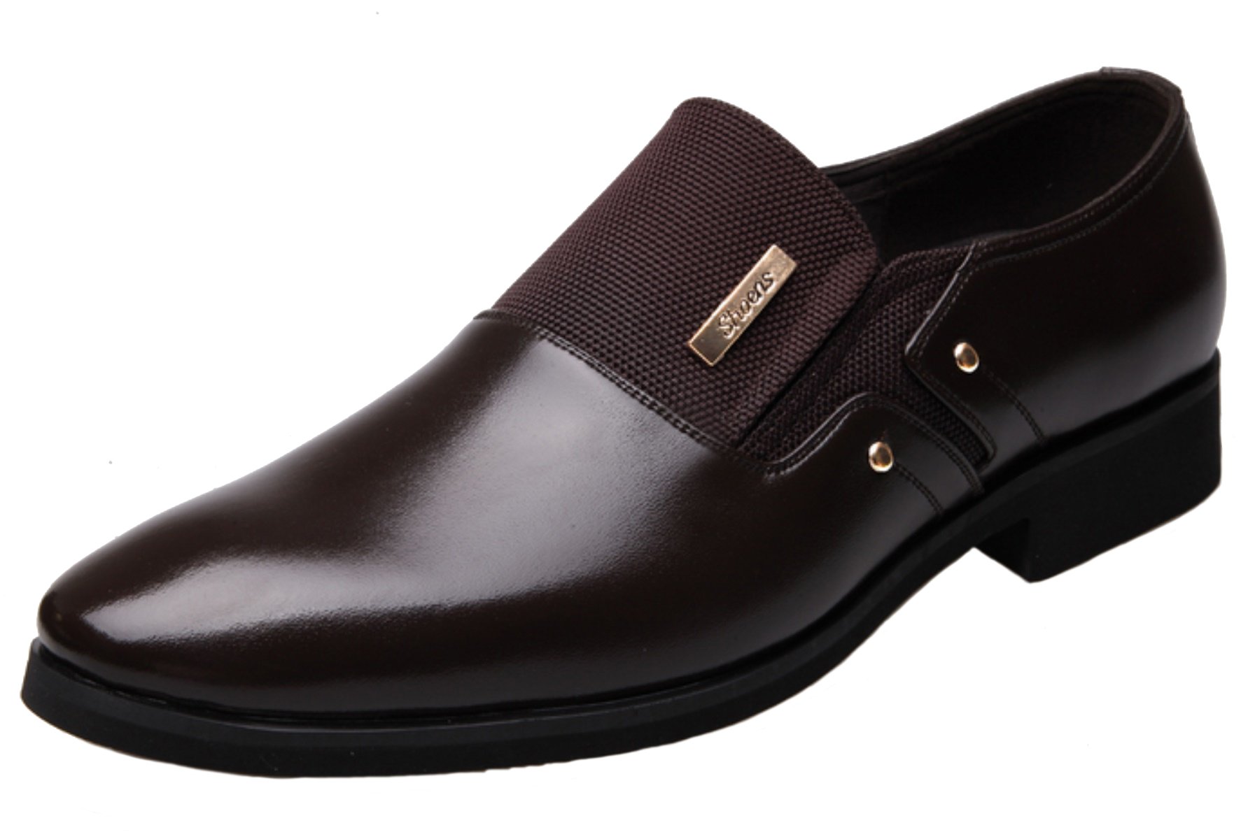 DADAWENMen's Leather Oxfords Formal Slip on Business Dress Shoes