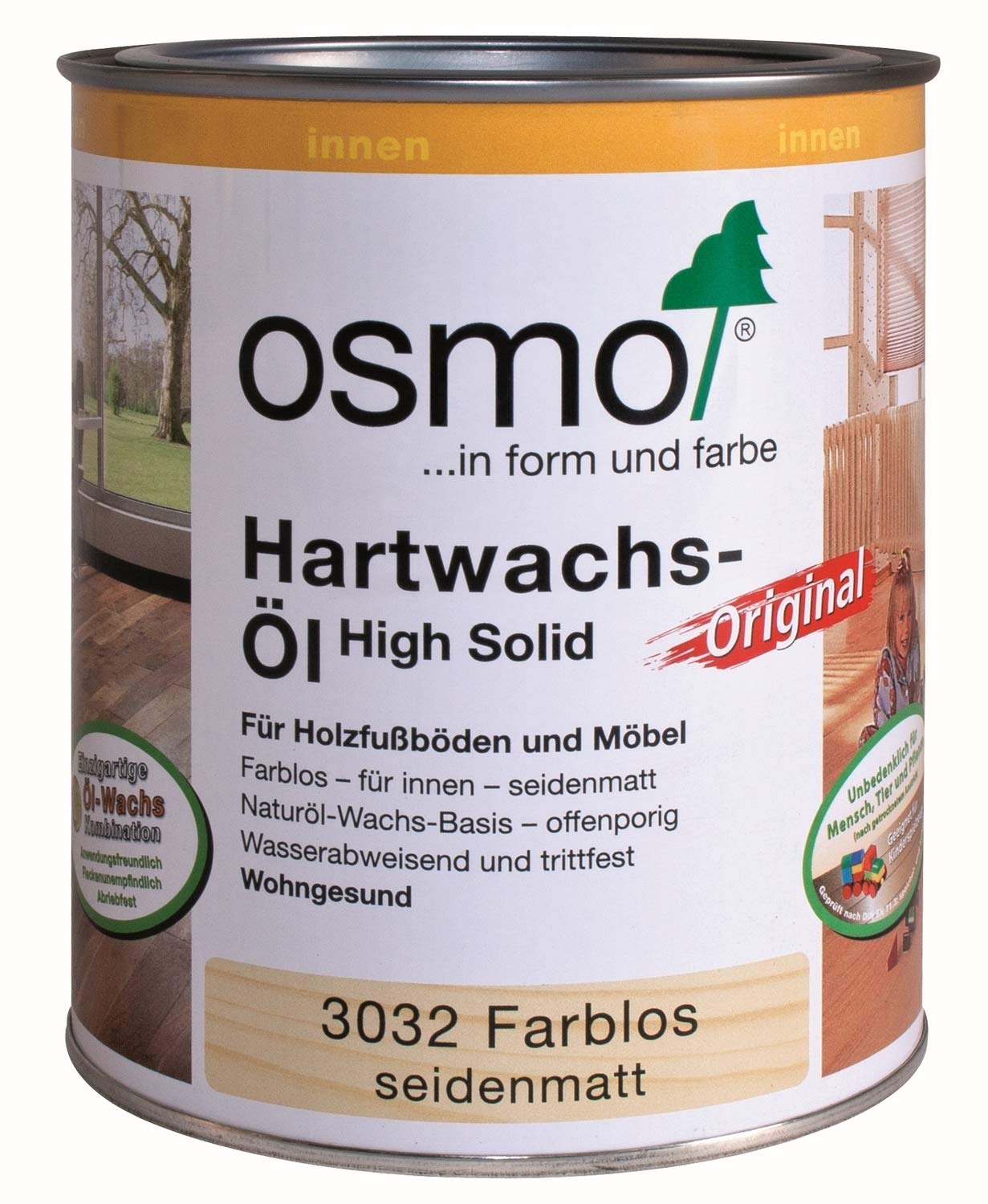 Osmo Hartwachs-Öl Original 3032 Farblos seidenmatt 2,5 Liter