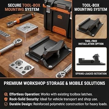 Bottom Latch Mount Compatible with Flex Stack Pack Toolbox, Wooden Surface Mounting Bracket for Workshop Storage, Vehicle Tool Organization and Custom Toolbox Docking Station
