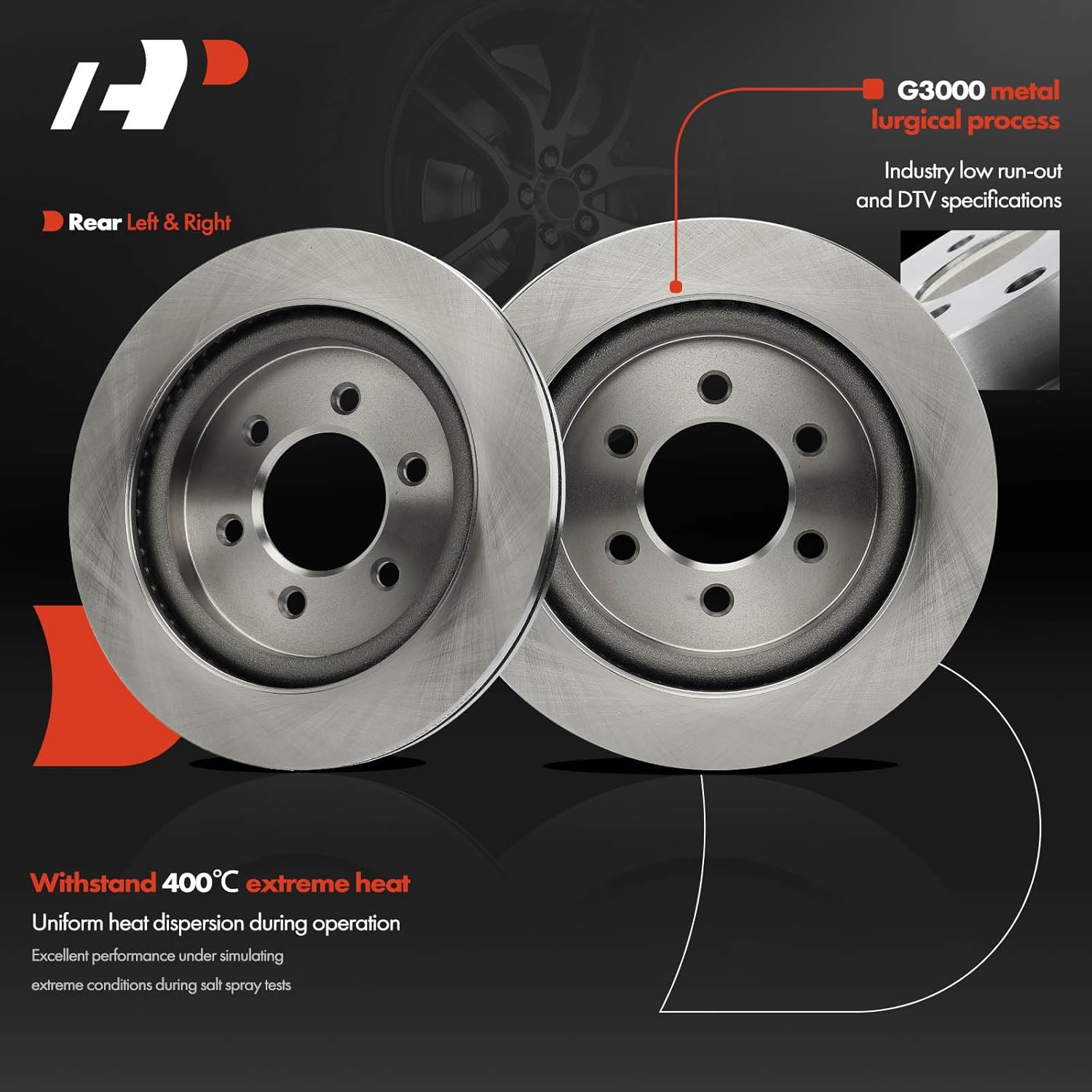 A-Premium 13.23 inch (336mm) Rear Vented Disc Brake Rotors Compatible with Select Ford & Lincoln Models - F-150 F150 2018-2020, Expedition 2018-2021, Navigator 2018-2021, 2-PC Set