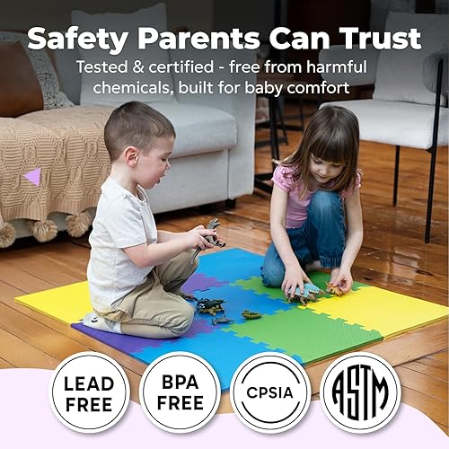 Vista 93 de MioTetto Alfombra de juegos para bebés de espuma suave no tóxica, tapete de juegos para niños y niñas, alfombrilla con rompecabezas de 36/16 piezas