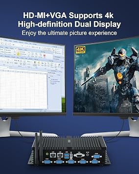 Industrial Mini PC Core i7 8550U, Win11 Pro Fanless Mini PC Dual NIC 2.5gb